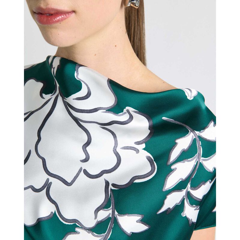 Cue Graphic Floral Satin Drape Neck Midi Dress image number 2